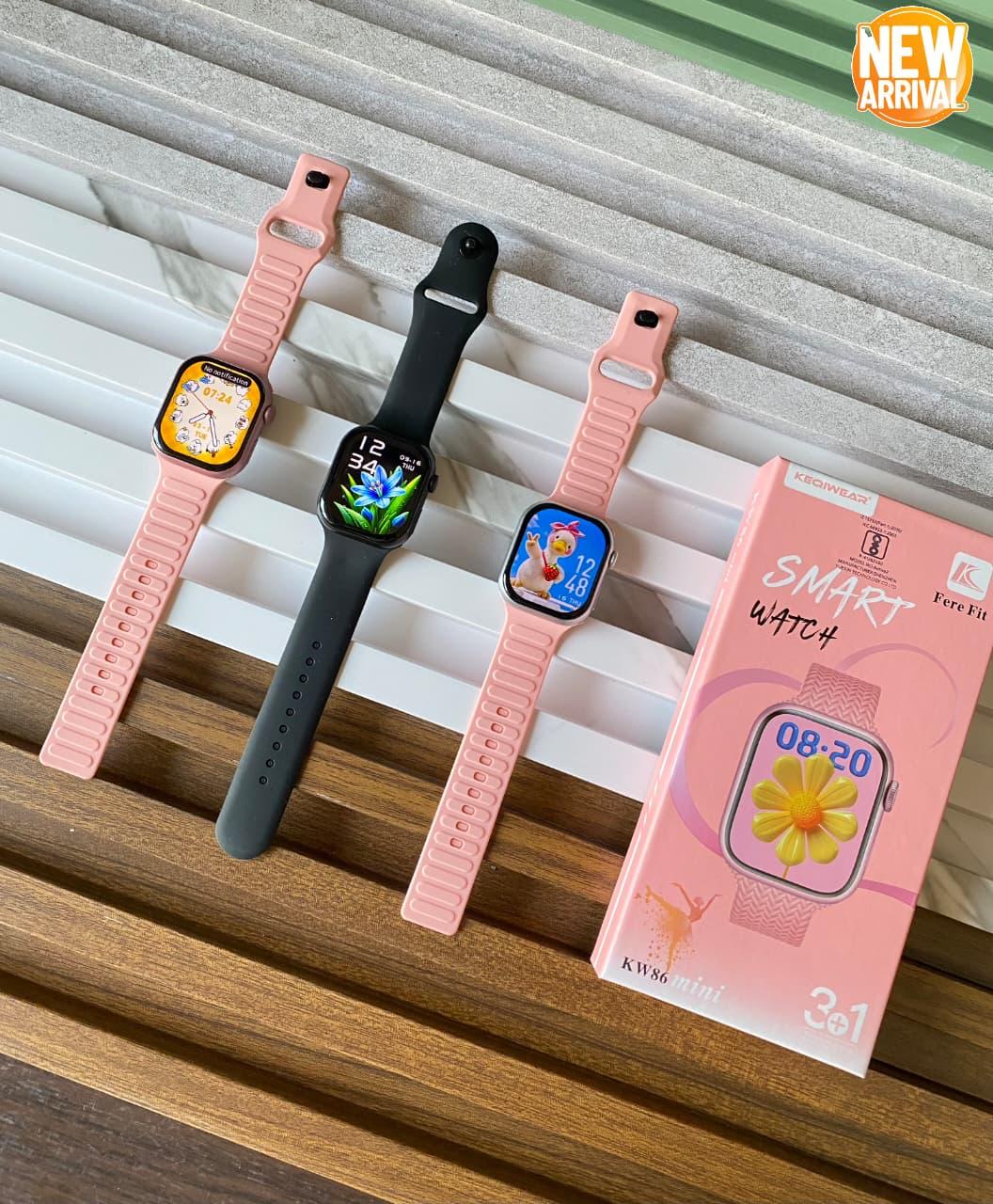 KW86 Max 3-in-1 Smartwatch Combo with AMOLED Display & Multiple Straps