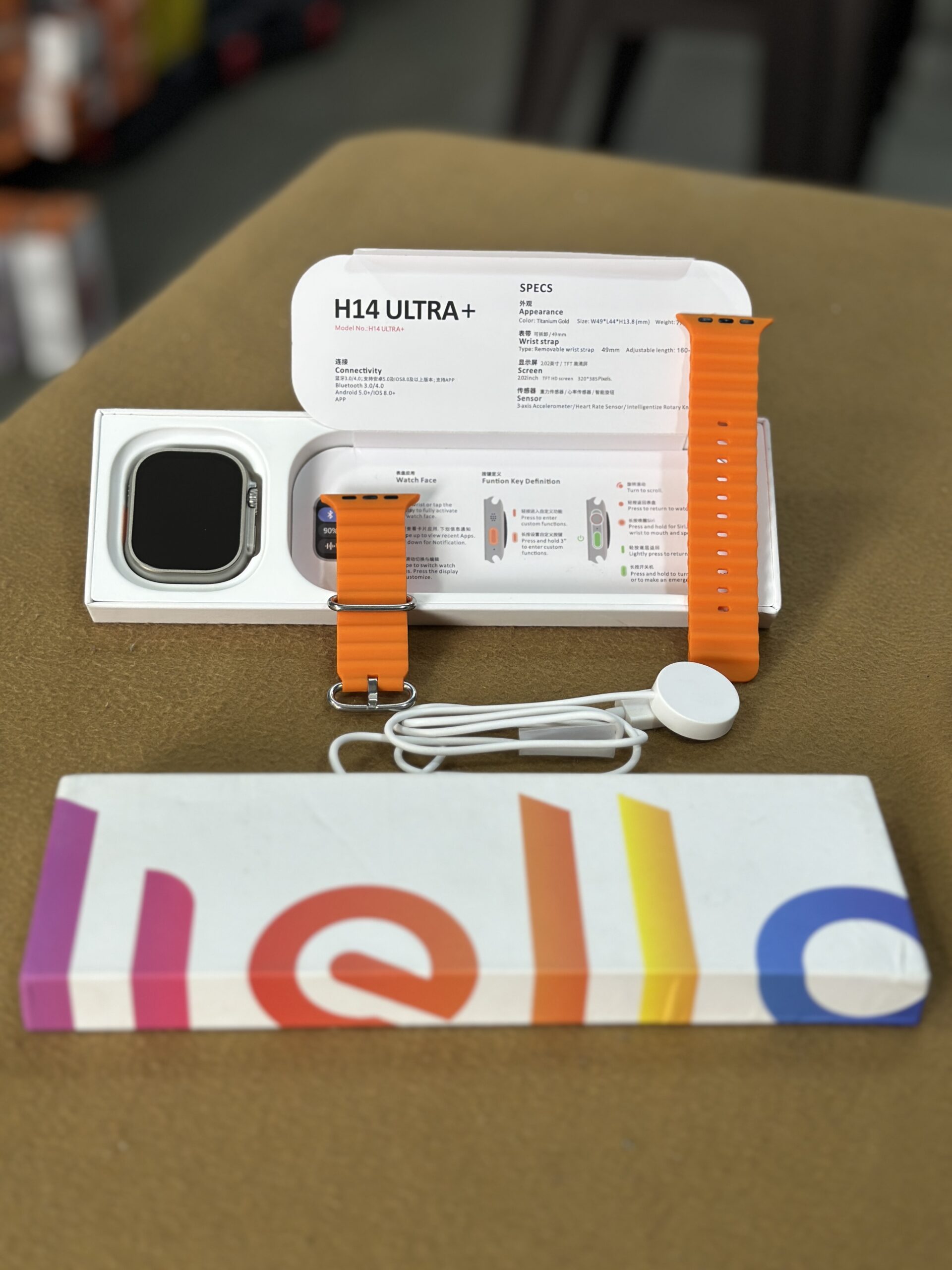 Hello H14+ Ultra AMOLED Smartwatch with Compass & Live Wallpapers