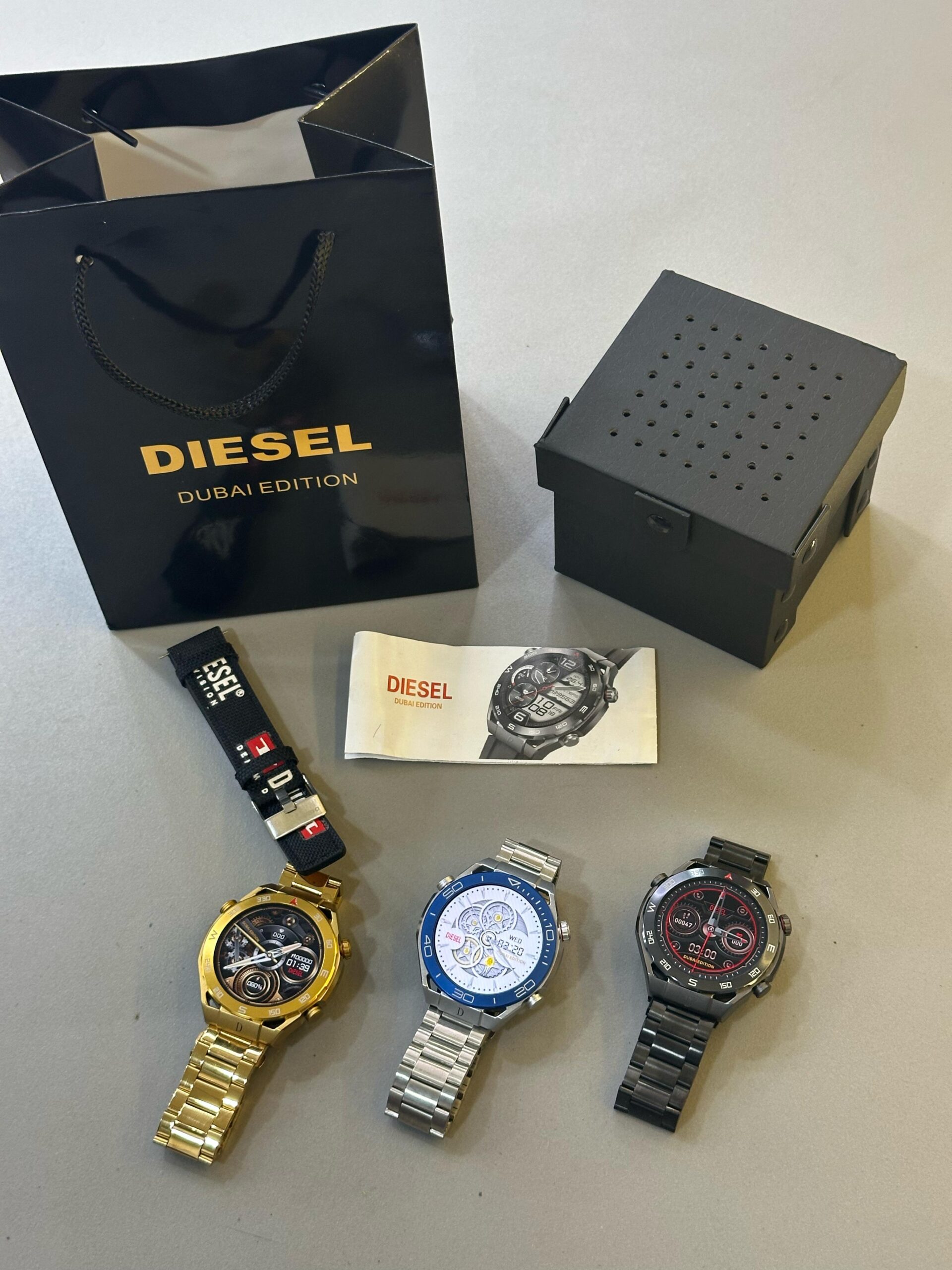 Diesel Style Round Smartwatch with Dual Strap & Fitness Tracking