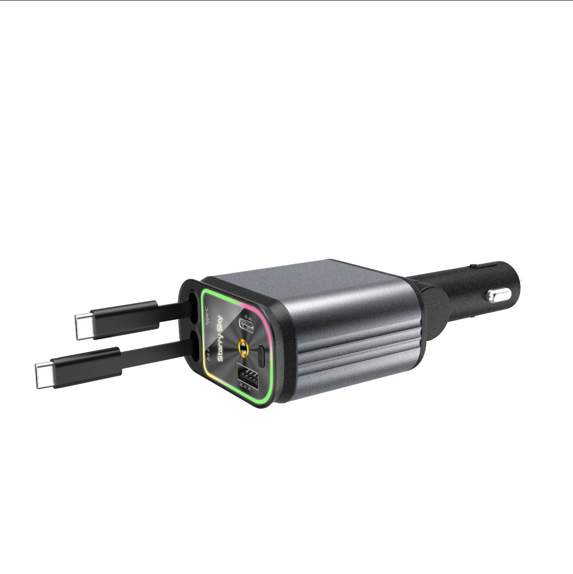 4-in-1 Laser Light Fast Car Charger with Starry Ambient Lights