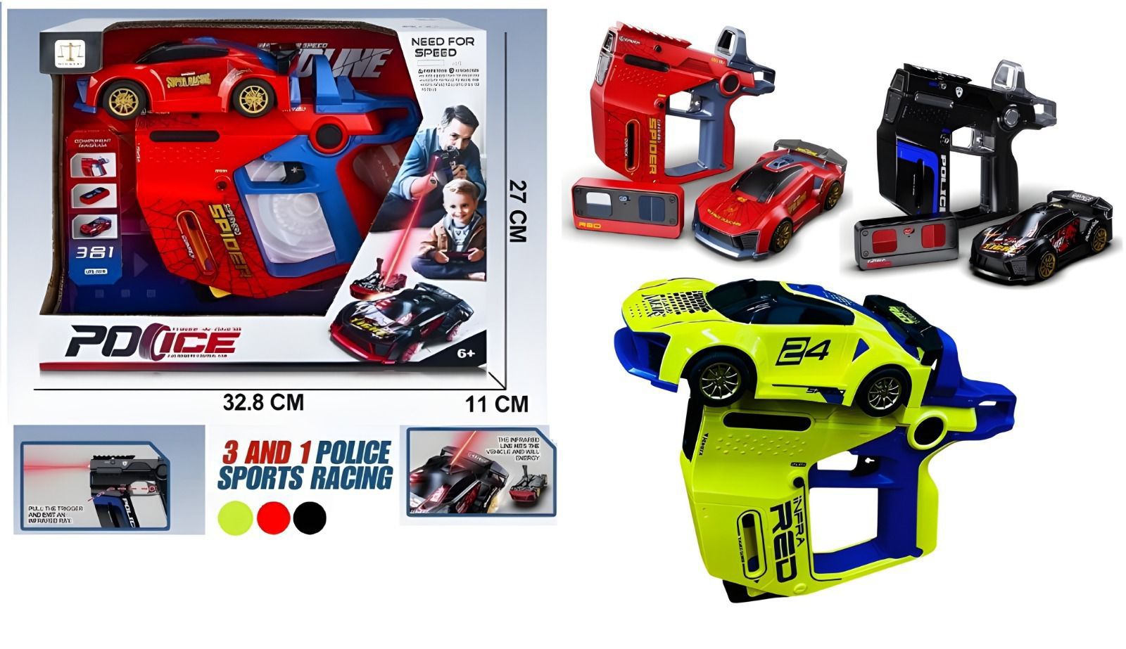 3-in-1 Laser Gun RC Racing Car with Projection Light & Shooting Mode