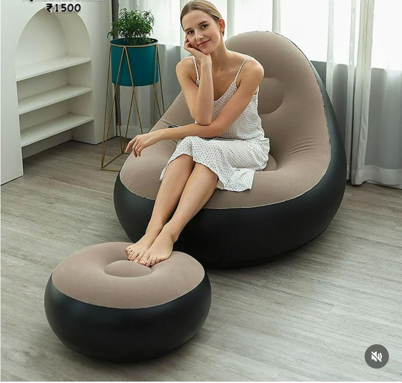 2-in-1 Inflatable Air Sofa with Footrest - Image 2