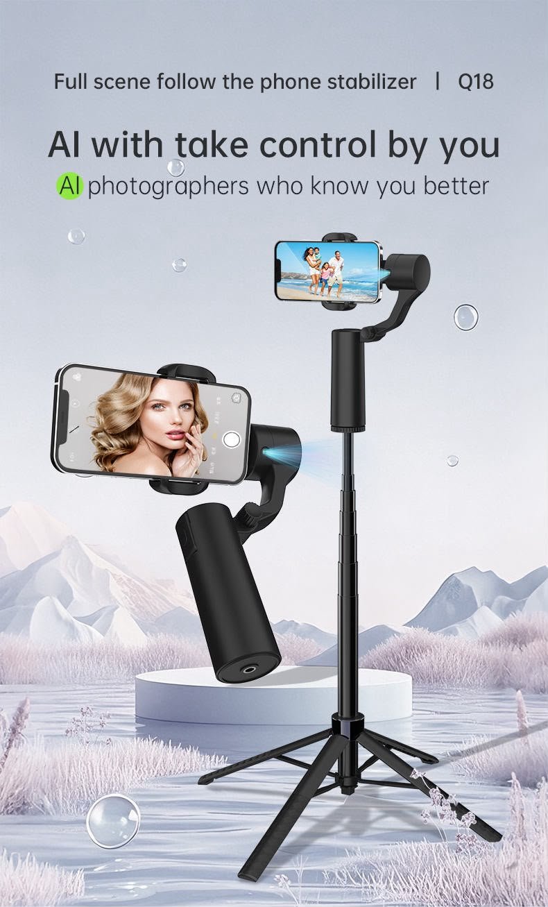 AI Face Tracking Gimbal Stabilizer with Tripod & Selfie Stick - Image 4