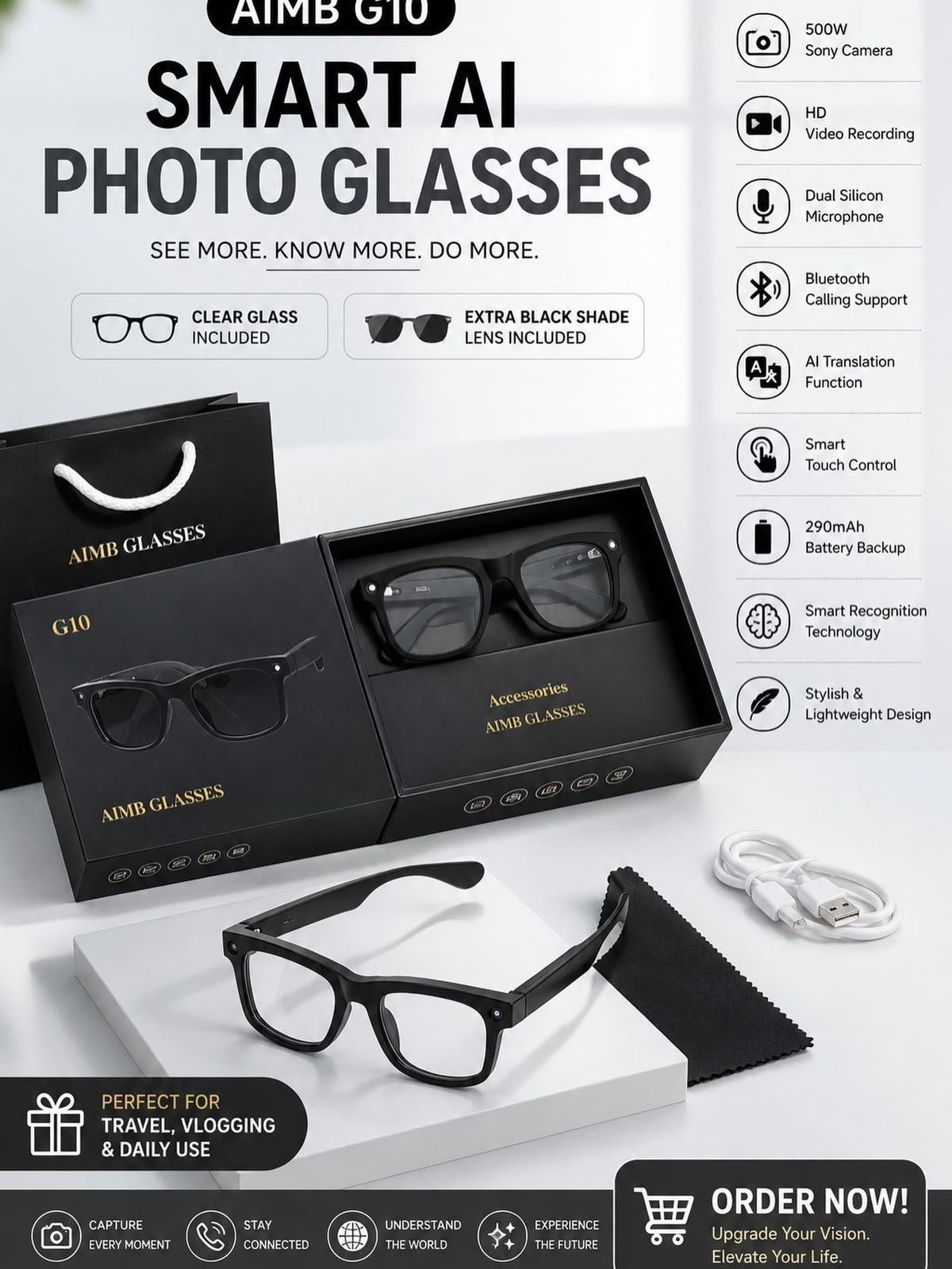 AI Smart Glasses S2 Max with HD Camera, Bluetooth Calling & AI Translation - Image 2