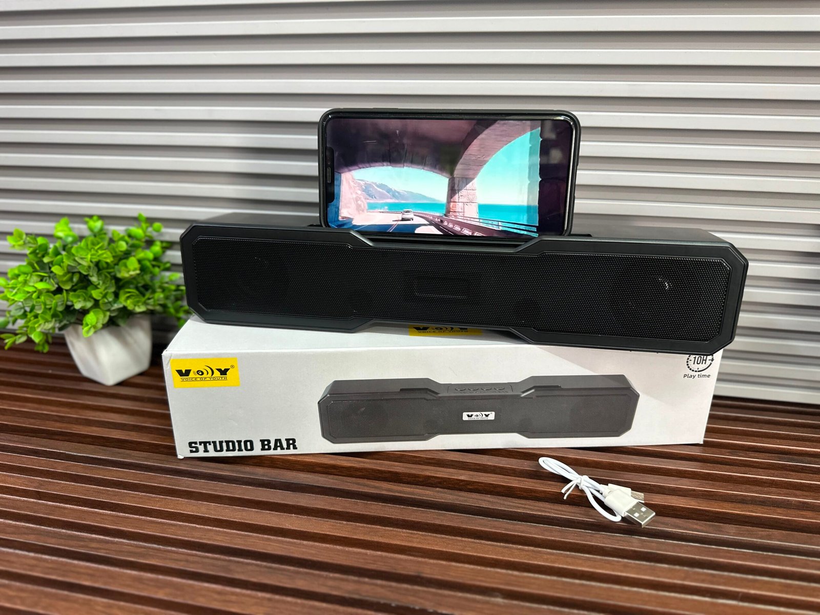 VOY Studio Bar 10W Wireless Bluetooth Soundbar with Mobile Holder - Image 2