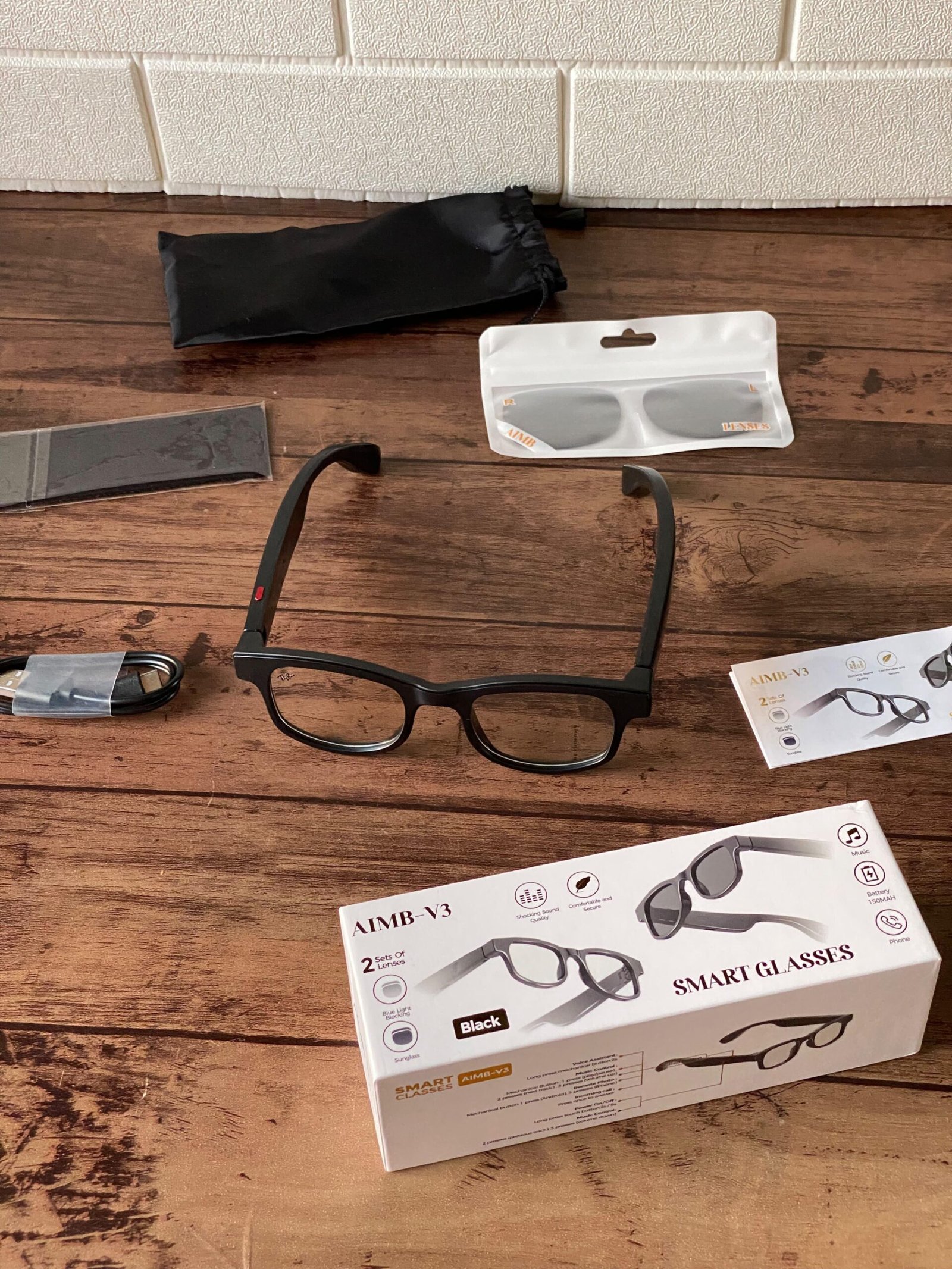 AIMB-V3 Style Smart Glasses with Bluetooth 5.4, Open-Ear Audio & Dual Lenses - Image 9