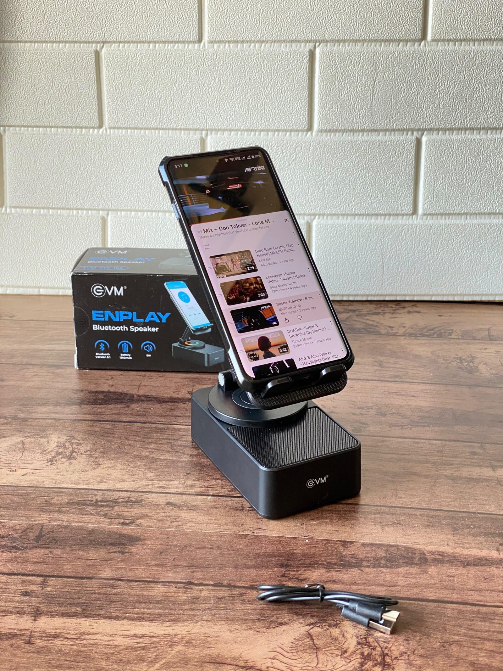 EVM Enplay 2-in-1 Bluetooth Speaker with 360° Rotating Mobile Stand & RGB Light - Image 7
